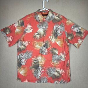 Tori Richard Shirt Adult Large Coral Hawaiian Floral Short Sleeve‎ Beach Mens